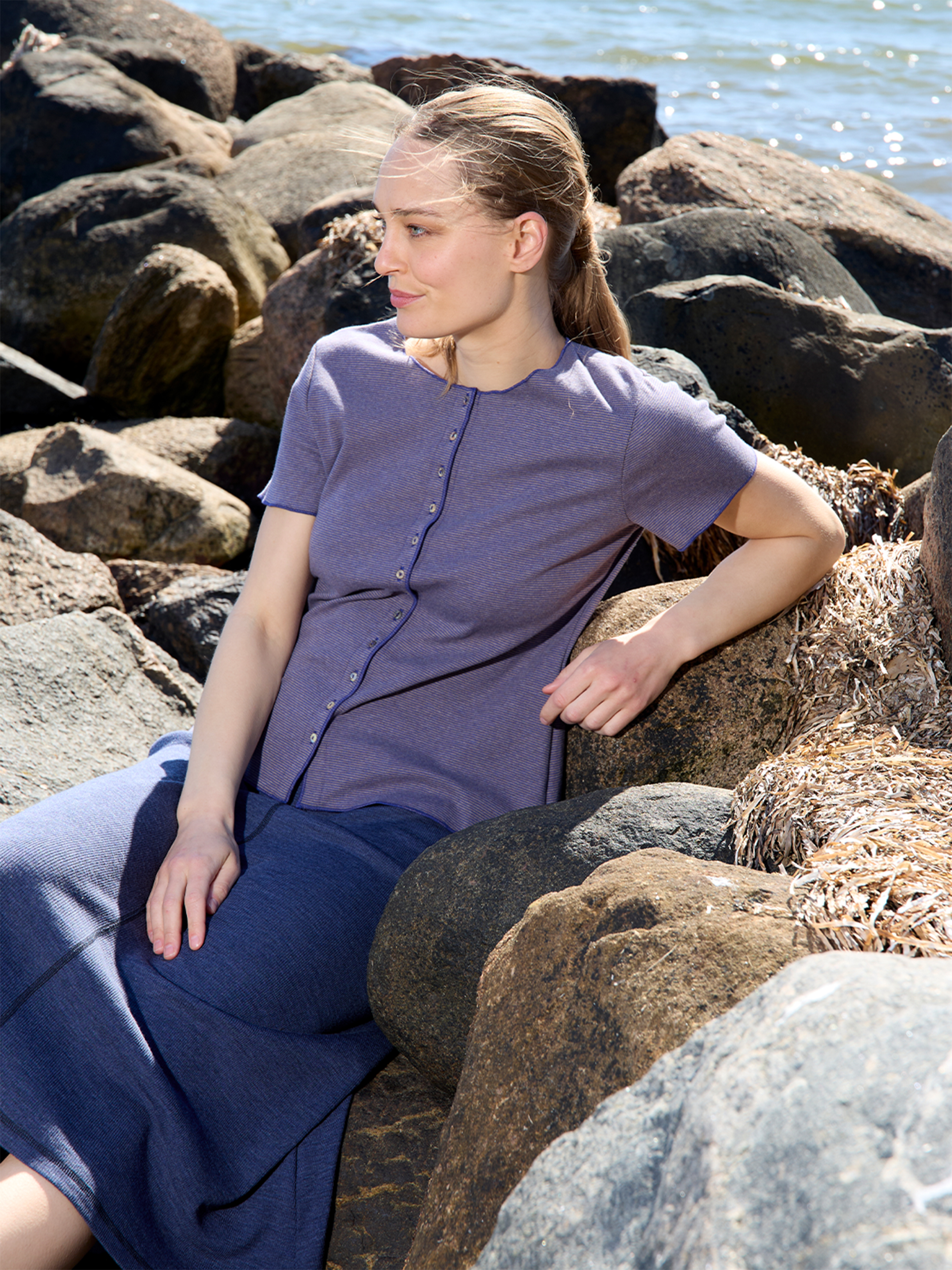Button shirt s/s stripes organic cotton