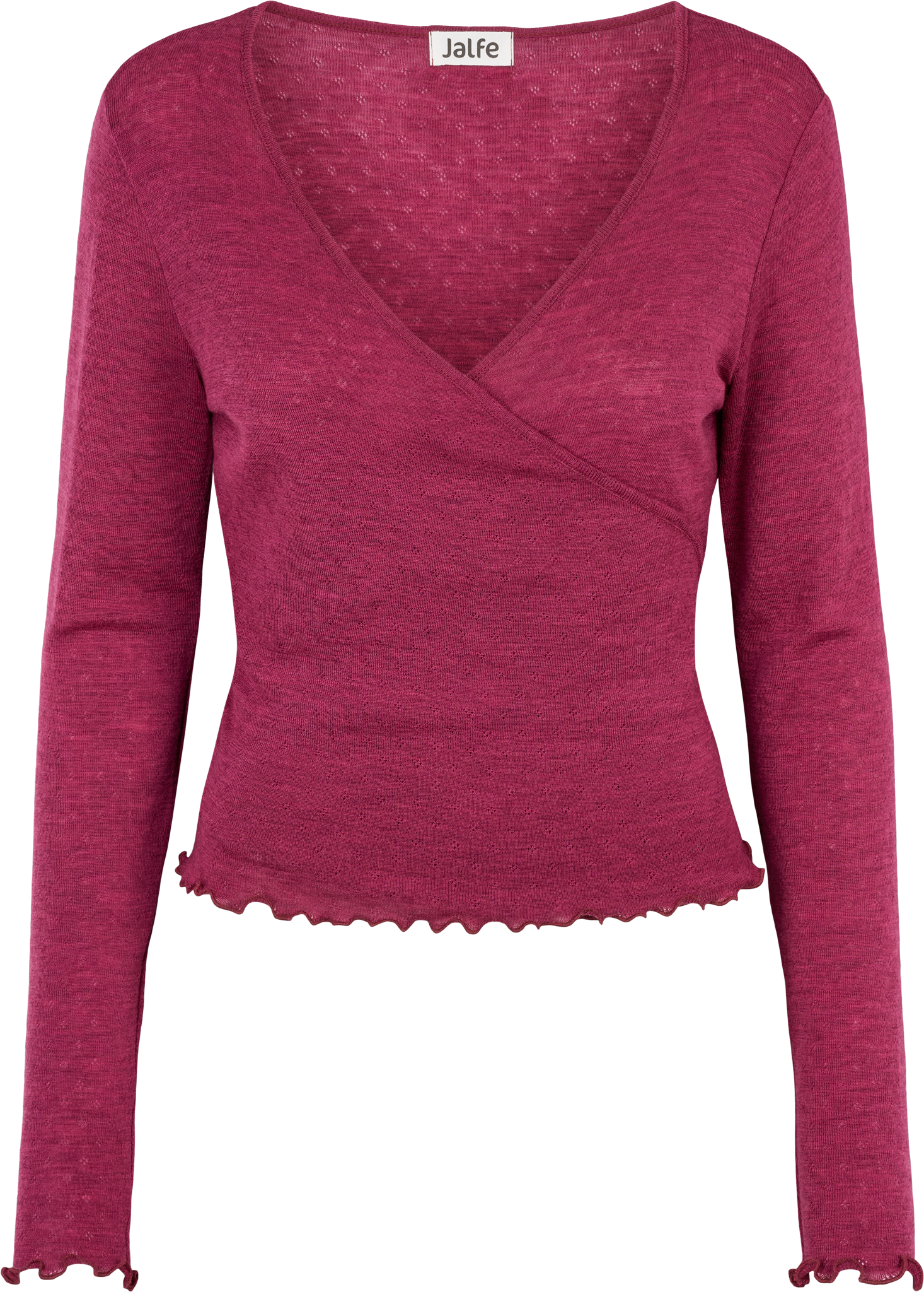 Wrap shirt eyelet merino