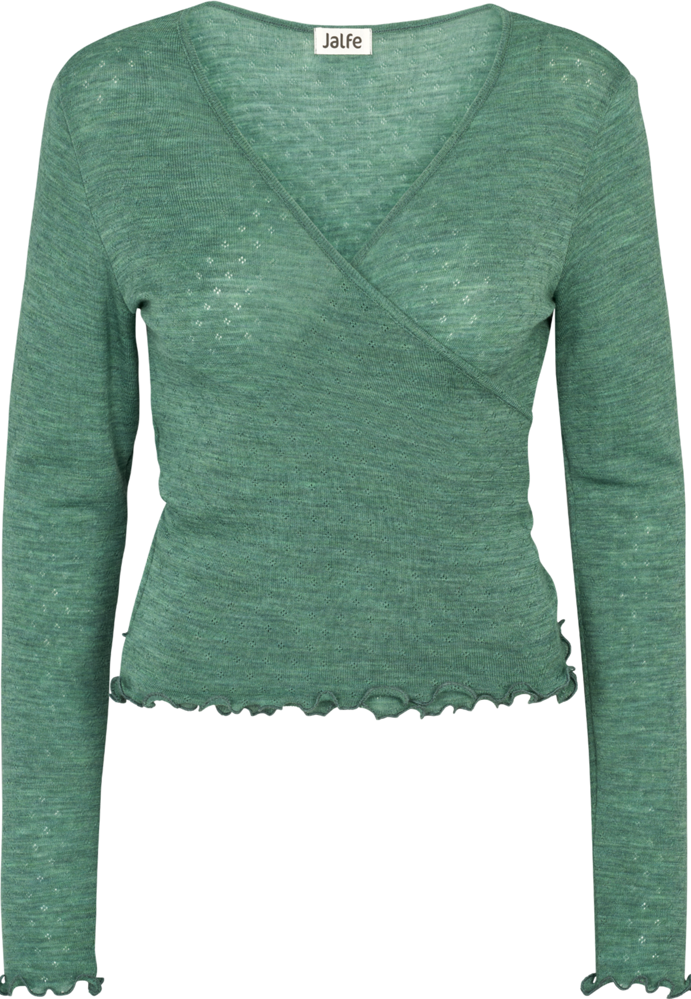 Wrap shirt eyelet merino