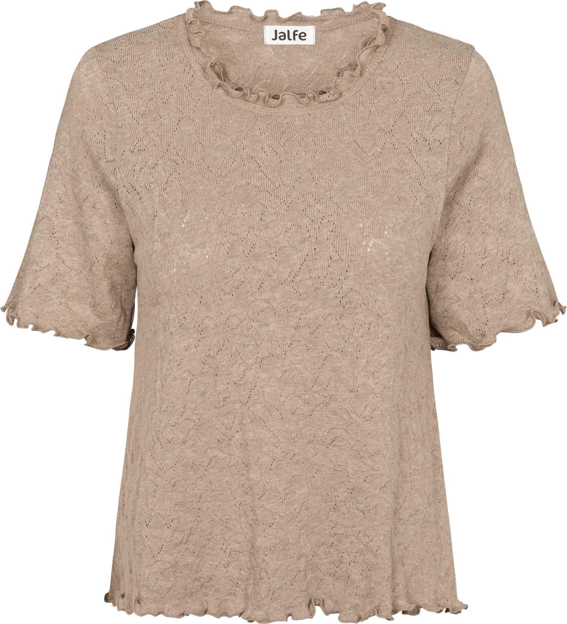 Frill shirt s/s jacquard organic cotton