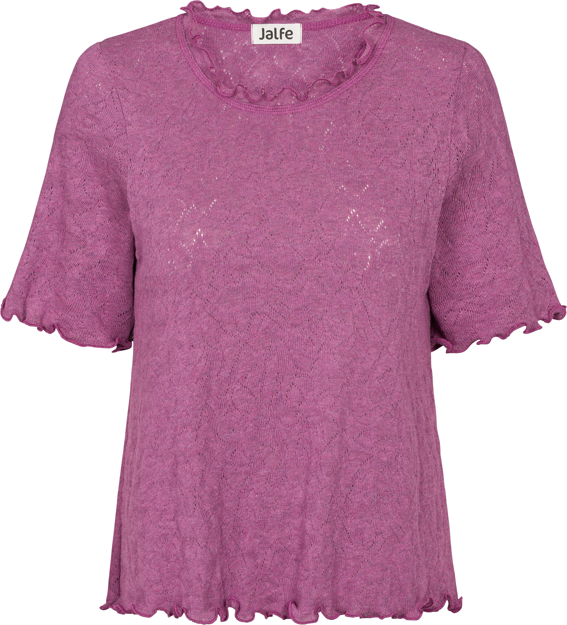 Frill shirt s/s jacquard organic cotton