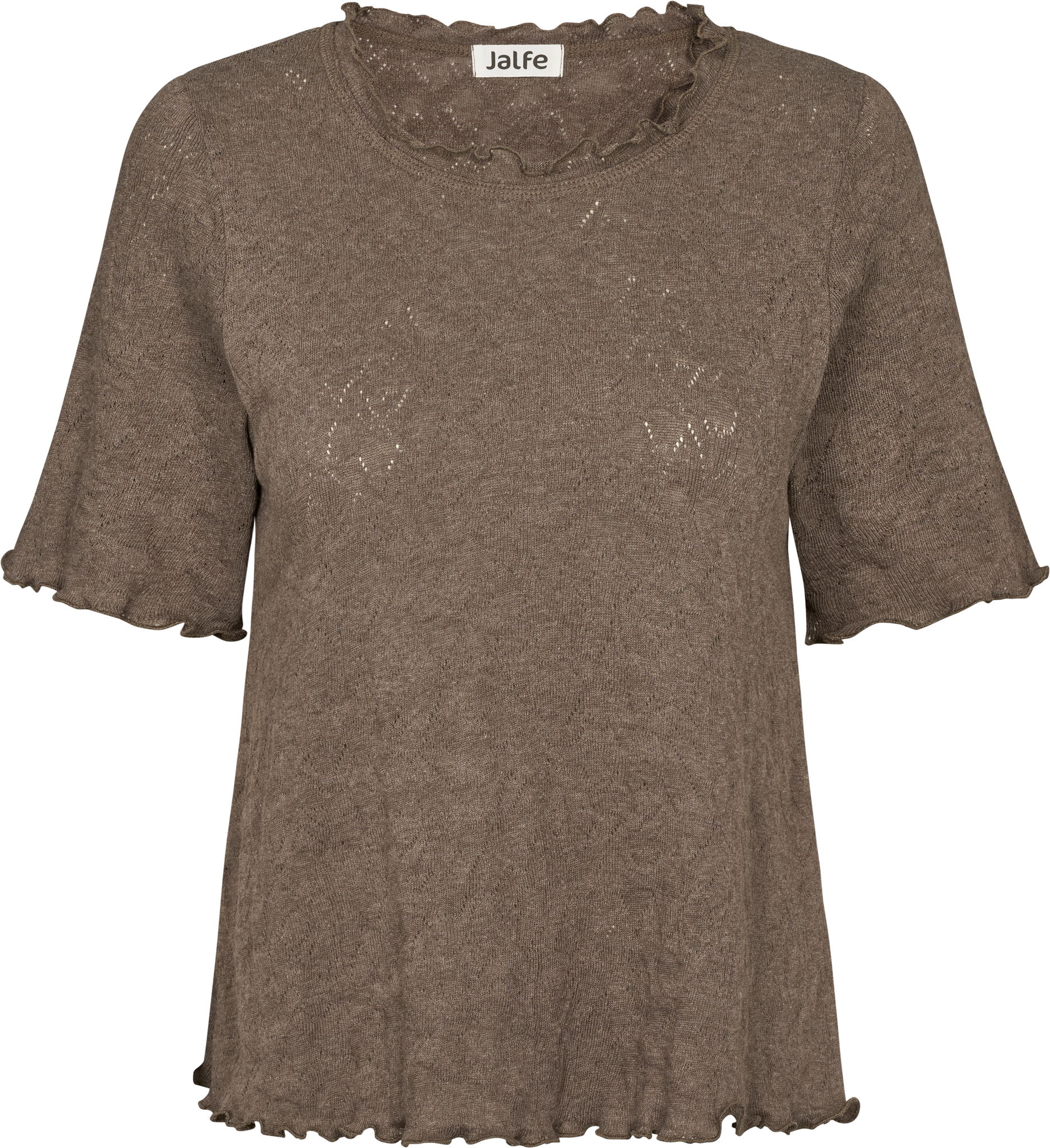 Frill shirt s/s jacquard organic cotton