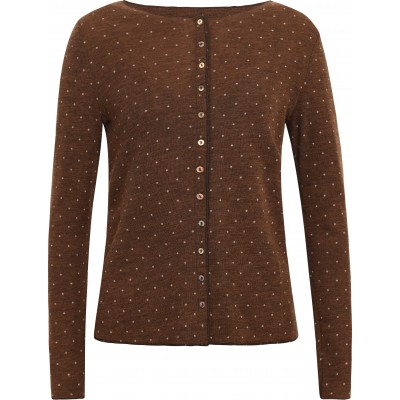 Cardigan uld prikker, brown