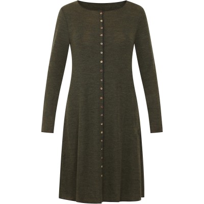 Button dress wool melange, pine