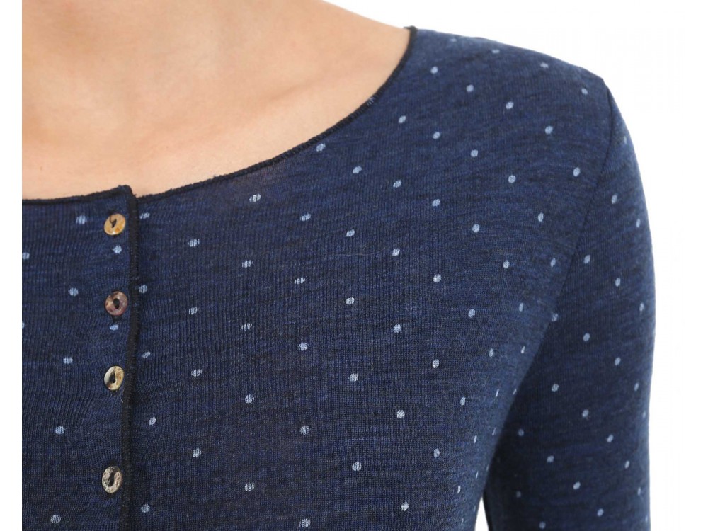 Button dress wool dots, jeansblue