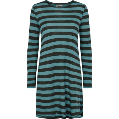 A-tunic wool wide stripes, sage-anthracite