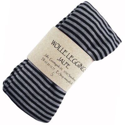 Leggings wool stripes, grey-black narrow
