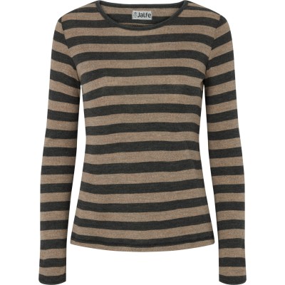 Shirt wool wide stripes, anthracite-light brown