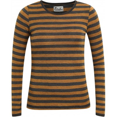 Shirt wool wide stripes, mustard-anthracite