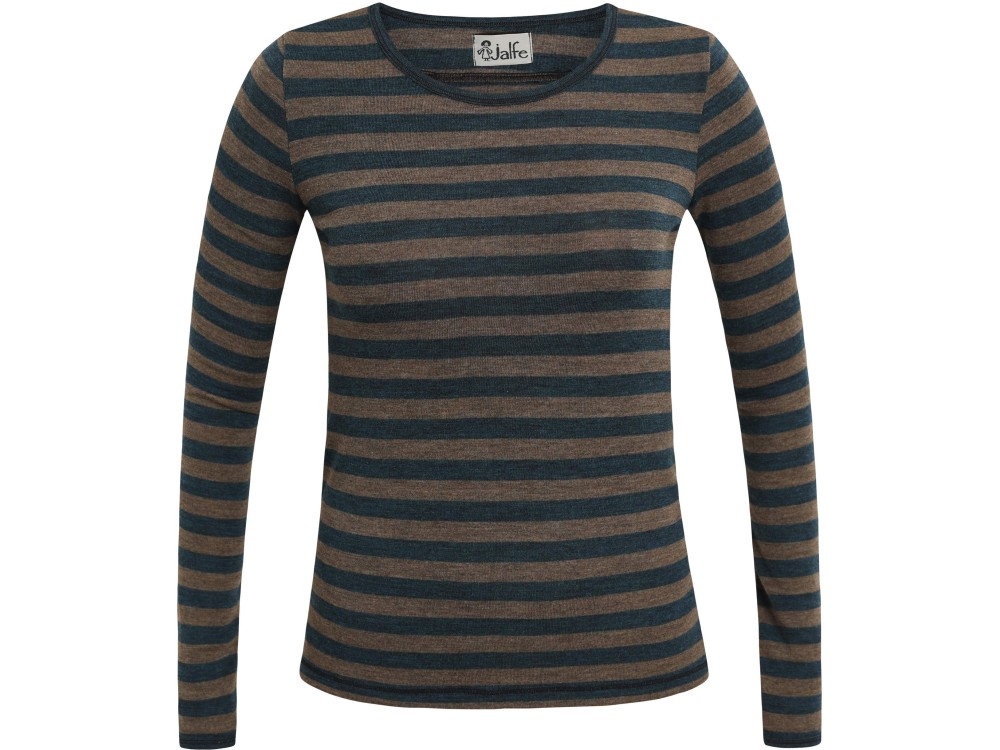 Shirt wool wide stripes, petrol-brown