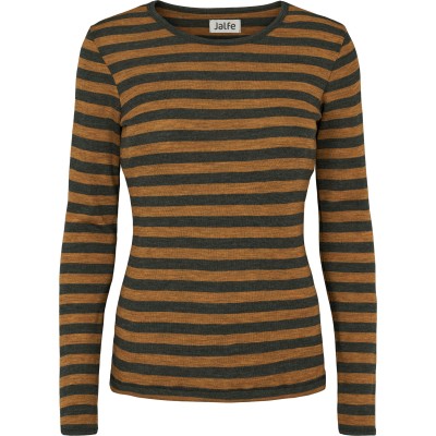 Shirt wool wide stripes, mustard-anthracite