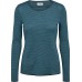 Shirt Wolle fein geringelt, petrol-sage