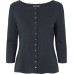 Cardigan 3/4 sl. organic cotton stripes, jeans-anthracite