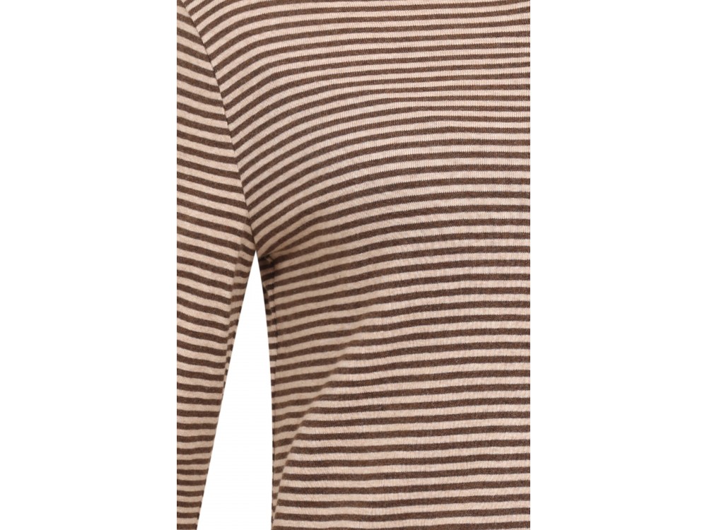 Cardigan 3/4 sl. organic cotton stripes, brown-undyed