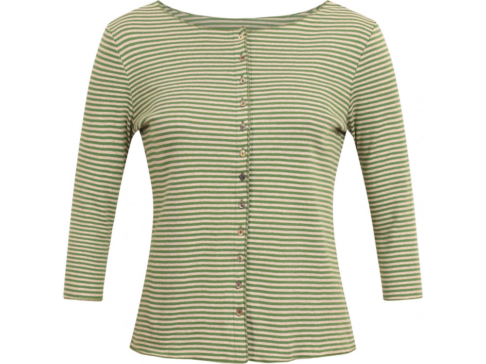 Cardigan 3/4 sl. organic cotton stripes, green-undyed