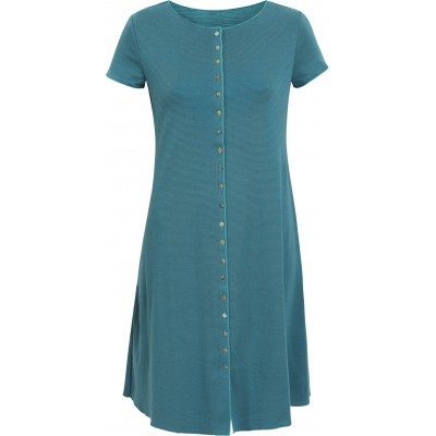 Button dress organic cotton stripes,  bluegreen-turq.