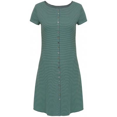 Button dress organic cotton stripes,  green-bluegreen