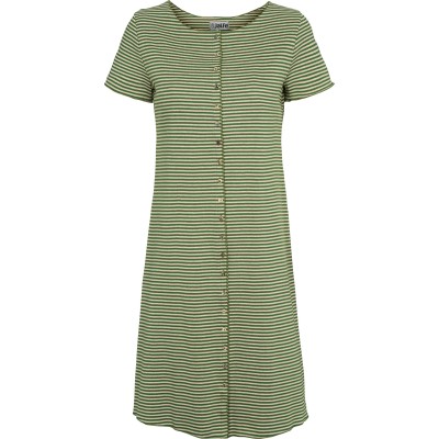 Button dress organic cotton stripes,  green-undyed
