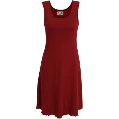 Basic dress organic cotton stripes, red-bordeaux