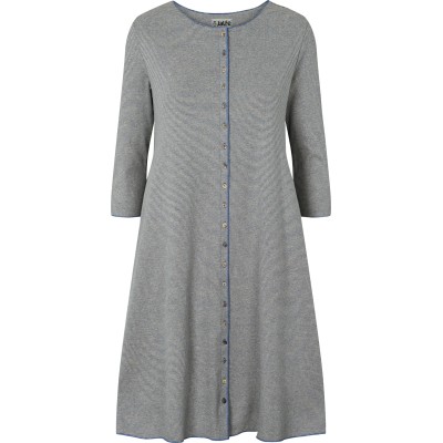 Button dress 3/4 s. organic cotton fine stripes, lavender-undyed