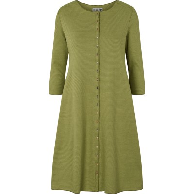 Button dress 3/4 s. organic cotton fine stripes, army-light green