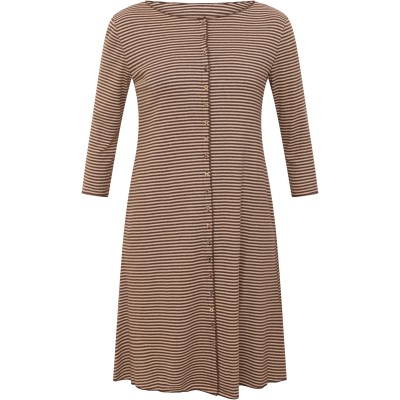 Button dress 3/4 s. organic cotton stripes, brown-undyed
