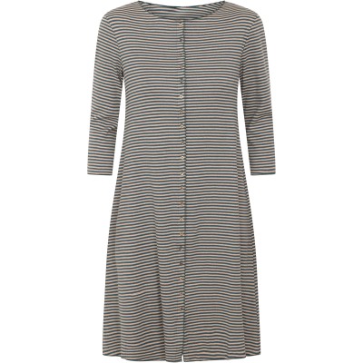 Button dress 3/4 s. organic cotton stripes, petrol-undyed