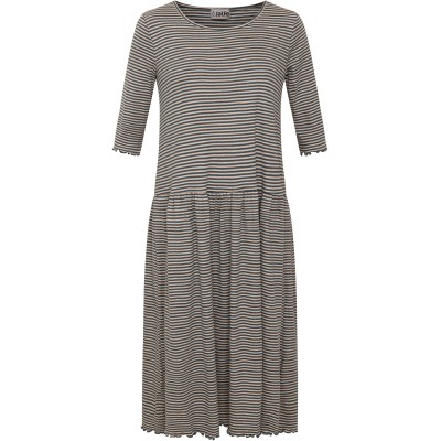 Oversize dress 3/4 sl. dress organic cotton stripes, petrol-undyed
