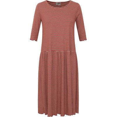 Oversize dress 3/4 sl. dress organic cotton stripes, rust-undyed