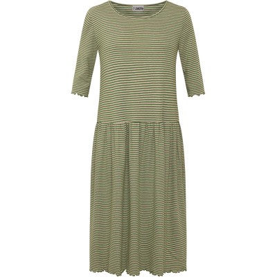 Oversize dress 3/4 sl. dress organic cotton stripes, green-undyed