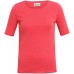 Shirt k/æ økologisk bomuld striber, pink-orange