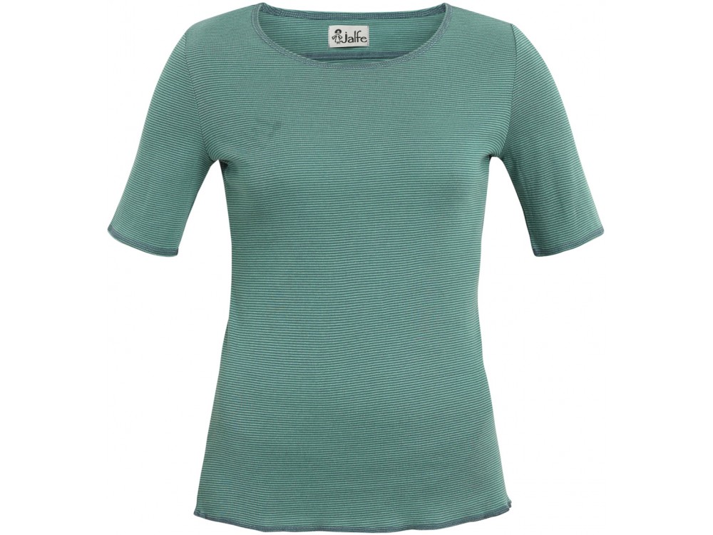 Shirt s/s organic cotton stripes,  bluegreen-turq.