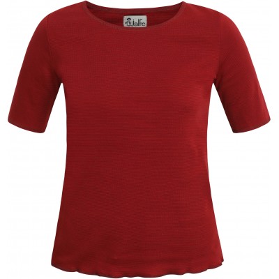 Shirt s/s organic cotton stripes,  red-bordeaux
