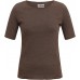 Shirt k/æ økologisk bomuld striber, koks-brun