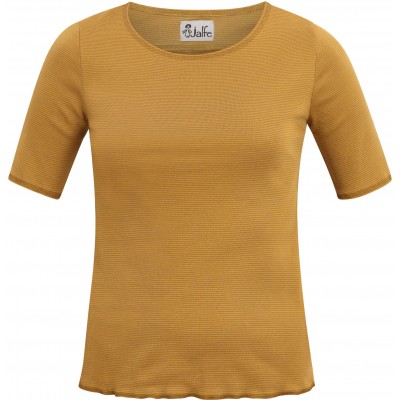 Shirt s/s organic cotton stripes,  curry-light brown