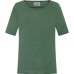 Shirt k/æ økologisk bomuld striber, grøn-petrol