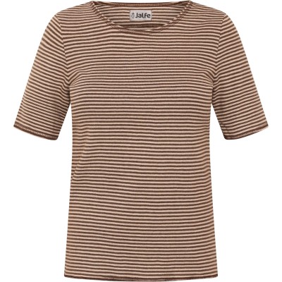 Shirt s/s organic cotton stripes,  brown-undyed