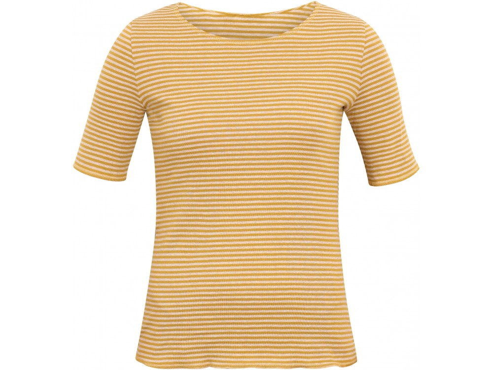 Shirt s/s organic cotton stripes,  curry-undyed