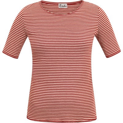 Shirt s/s organic cotton stripes,  rust-undyed