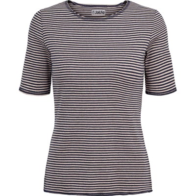 Shirt s/s organic cotton stripes,  jeans-undyed