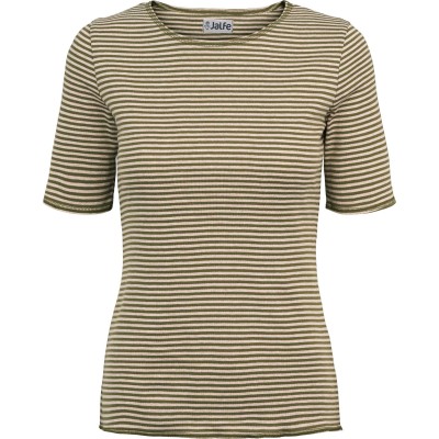 Shirt s/s organic cotton stripes,  army-undyed