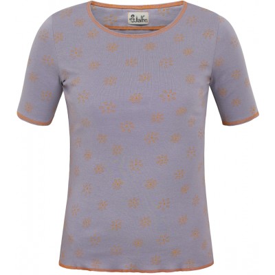 Shirt s/s organic cotton print,  lavender-yellow