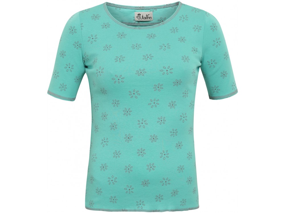 Shirt s/s organic cotton print,  mint-grey
