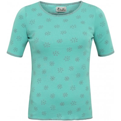 Shirt s/s organic cotton print,  mint-grey
