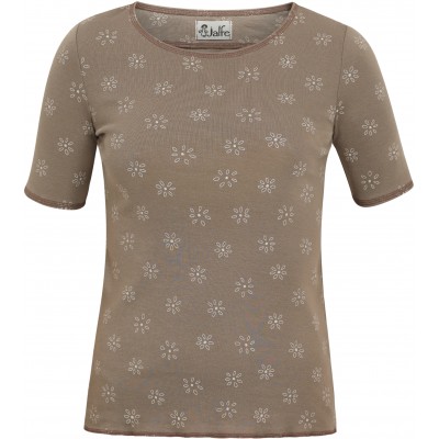 Shirt s/s organic cotton print,  brown-grey