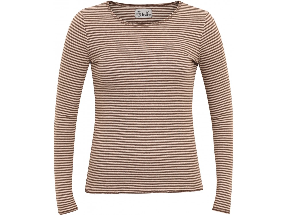 Shirt organic cotton stripes,  brown-undyed