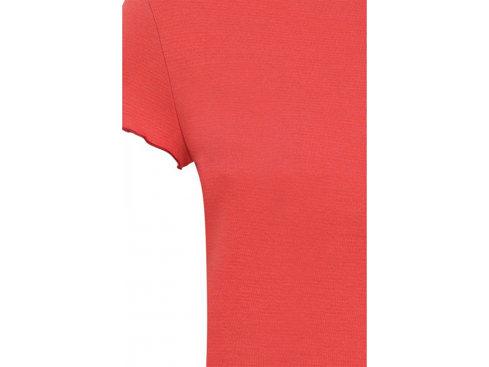 Button shirt s/s organic cotton stripes,  coral-rose