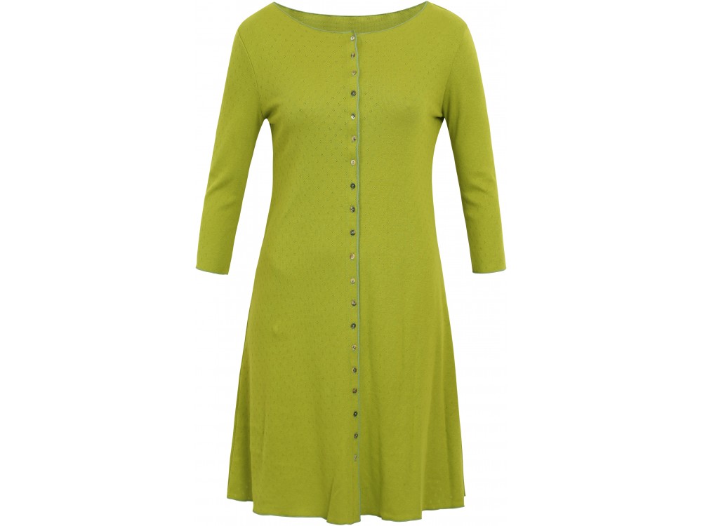 Button dress 3/4 s. organic cotton eyelet, limegreen