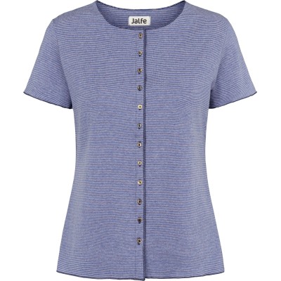 Button shirt s/s organic cotton stripes, china blue-rose
