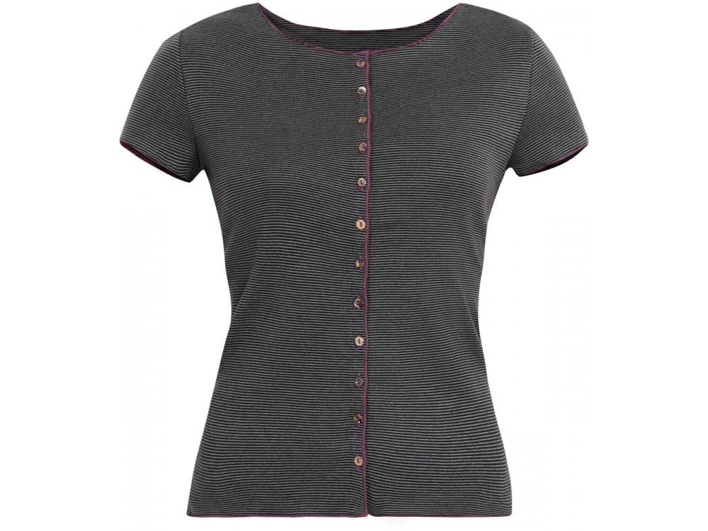 Button shirt s/s organic cotton stripes,  grey-anthracite
